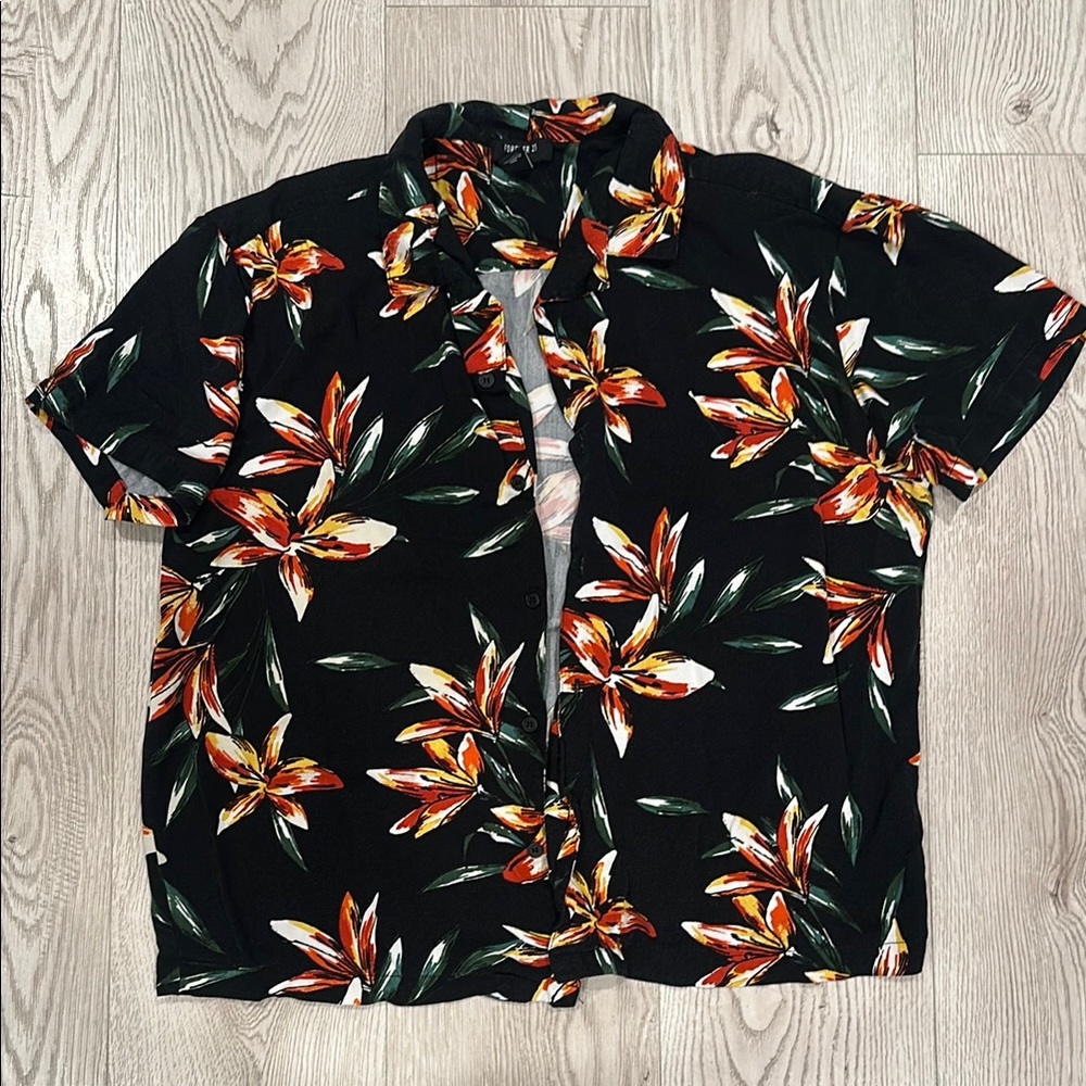 Forever 21 Men's Black Floral Shirt